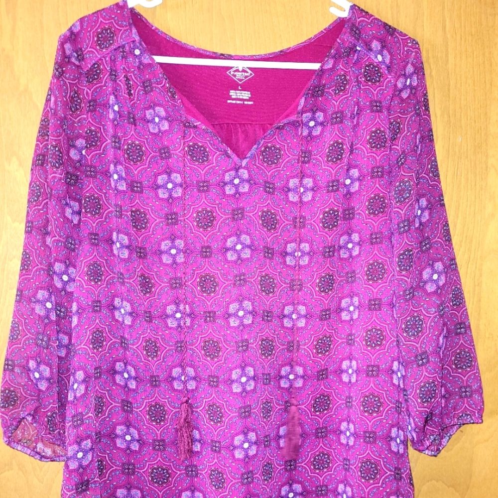 XL maroon long-sleeved blouse